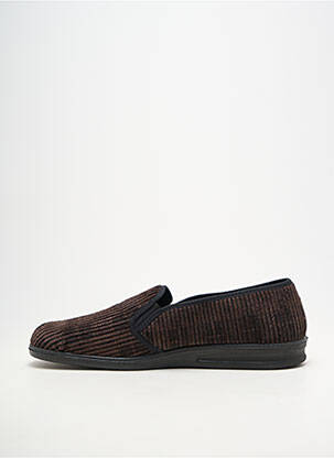 Chaussons/pantoufles tissage velours bout rond marron ROMIKA homme