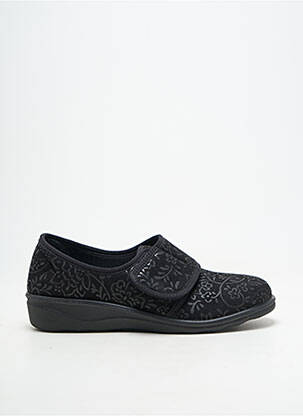 Chaussons/pantoufles fermeture scratch talon plat jusqu'à 3cm noir WESTLAND femme