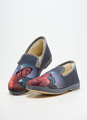 Chaussons/pantoufles bout rond bout rond gris LA MAISON DE L'ESPADRILLE homme