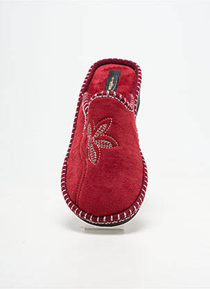 Chaussons/pantoufles semi compensé talon de 4 à 6cm rouge SEMELFLEX femme