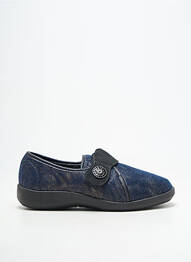 Chaussons/pantoufles fermeture scratch talon plat jusqu'à 3cm bleu FARGEOT femme