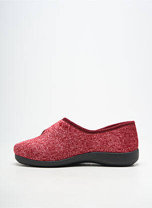 Chaussons/pantoufles fermeture scratch talon plat jusqu'à 3cm rouge FARGEOT femme