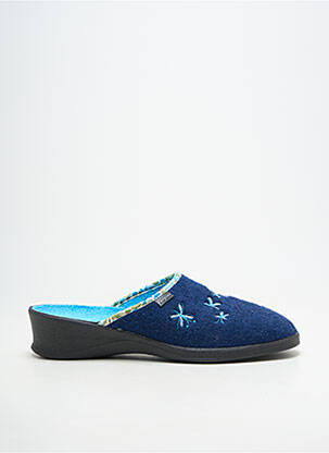 Chaussons/pantoufles bout rond talon plat jusqu'à 3cm bleu FARGEOT femme