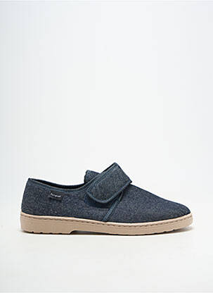 Chaussons/pantoufles fermeture scratch bout rond bleu FARGEOT homme