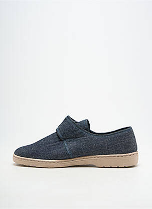 Chaussons/pantoufles fermeture scratch bout rond bleu FARGEOT homme