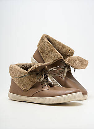 Baskets fourrée bout rond marron VICTORIA unisexe
