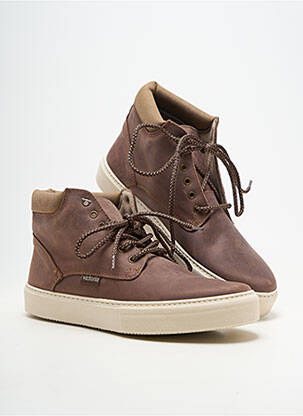 Baskets matière lisse bout rond marron VICTORIA homme