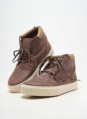Baskets matière lisse bout rond marron VICTORIA homme