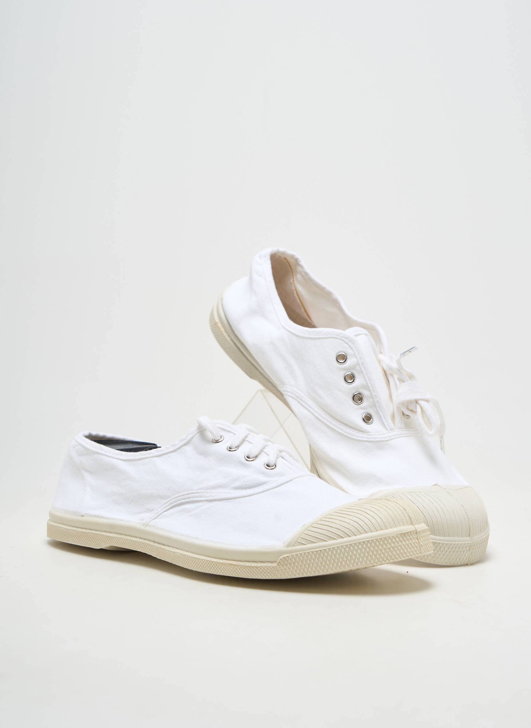 Slip ons fermeture lacets talon plat jusqu'à 3cm blanc BENSIMON femme