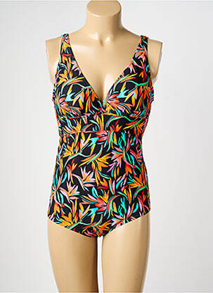 Maillot de bain 1 pièce effet matière satinée haut soutien-gorge avec mousse de rembourrage amovible noir SUN PROJECT femme
