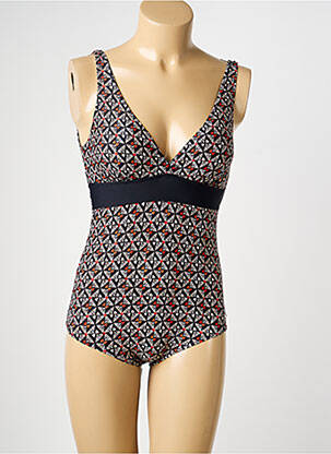 Maillot de bain 1 pièce imprimé fantaisie haut soutien-gorge avec mousse de rembourrage amovible noir SUN PROJECT femme