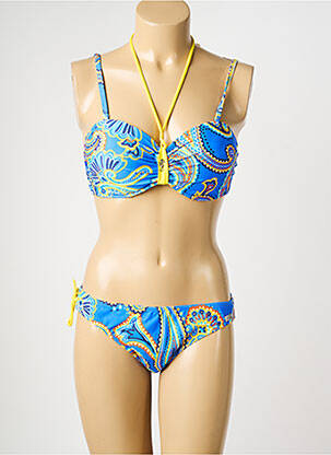 Bas de maillot de bain imprimé fantaisie culotte bleu MISS CARAÏBES femme