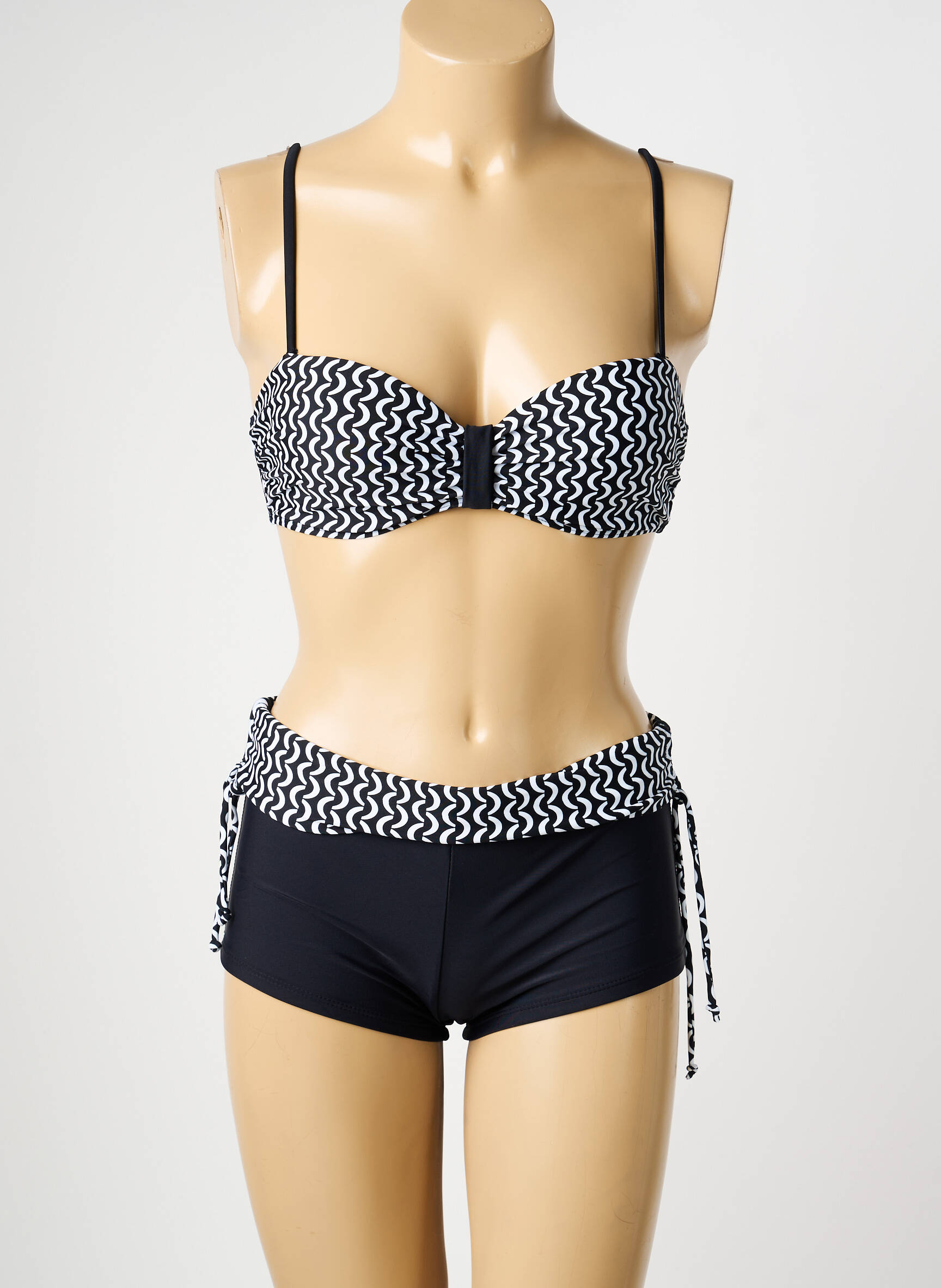 Maillot de bain 2 pièces haut soutien-gorge moulé haut soutien-gorge moulé noir SUN PROJECT femme