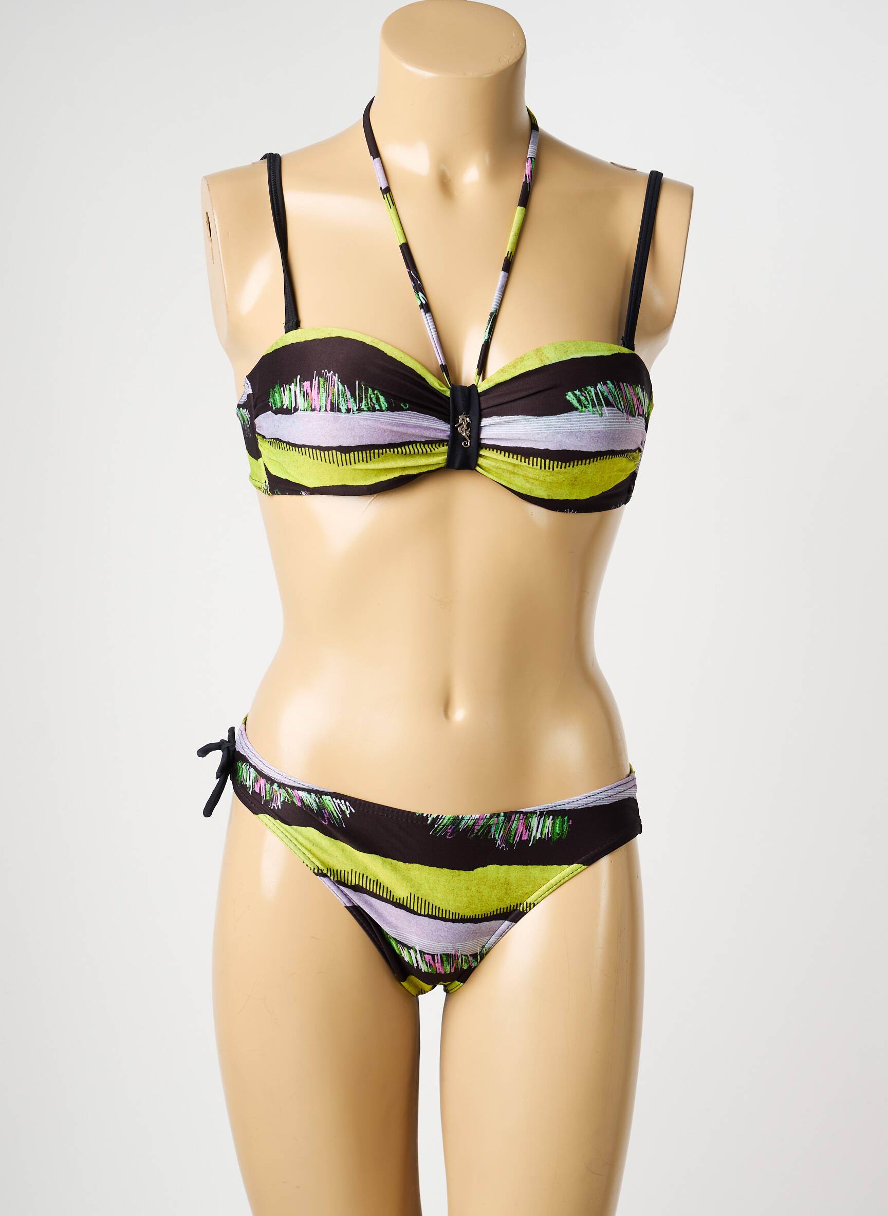 Maillot de bain 2 pièces haut soutien-gorge moulé haut soutien-gorge moulé noir MISS CARAÏBES femme