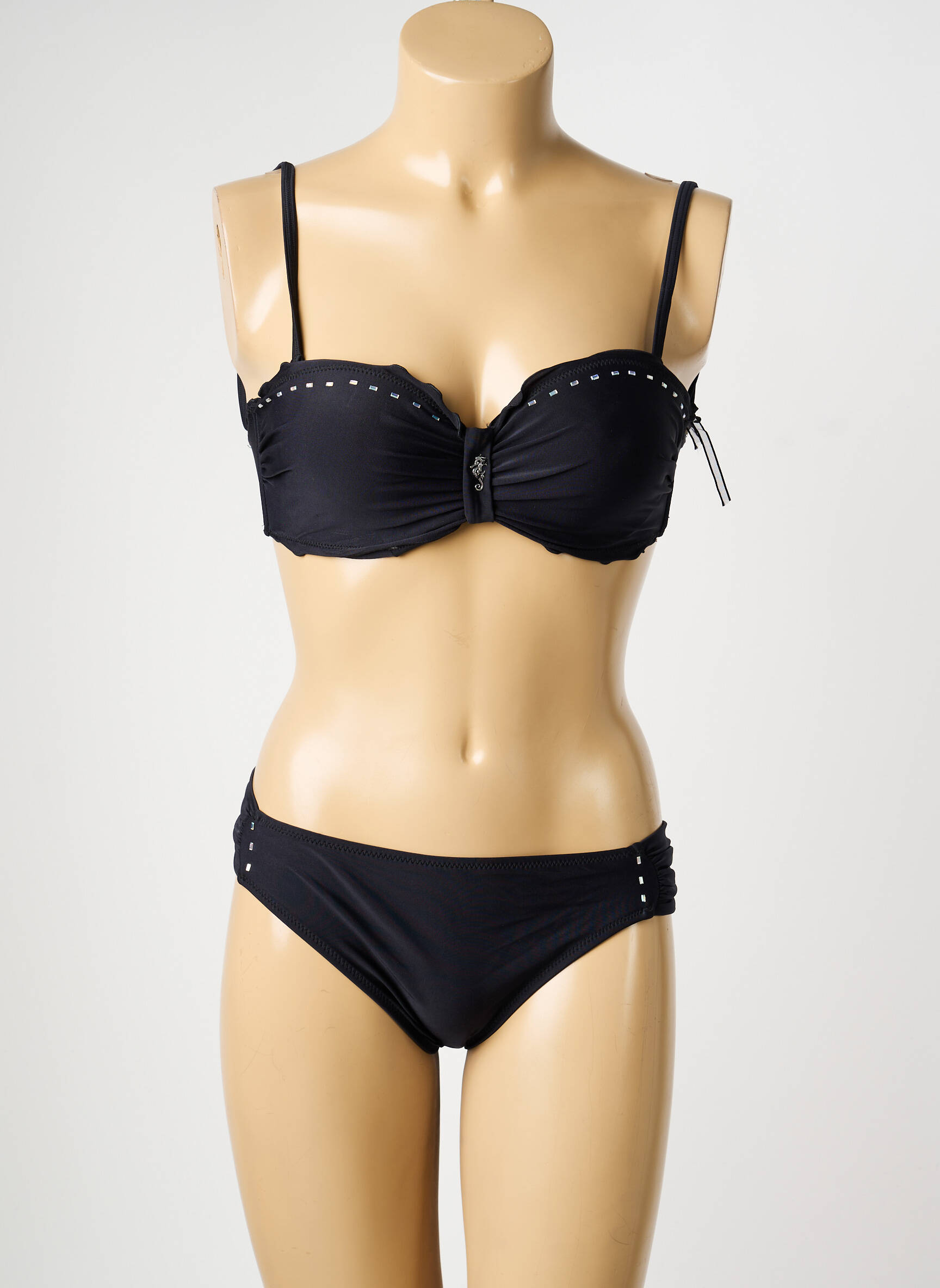 Maillot de bain 2 pièces haut soutien-gorge moulé haut soutien-gorge moulé noir MISS CARAÏBES femme