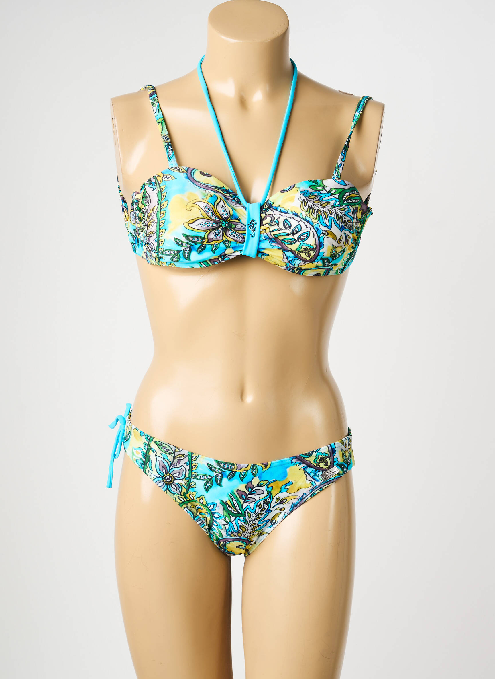 Maillot de bain 2 pièces haut soutien-gorge moulé haut soutien-gorge moulé bleu MISS CARAÏBES femme