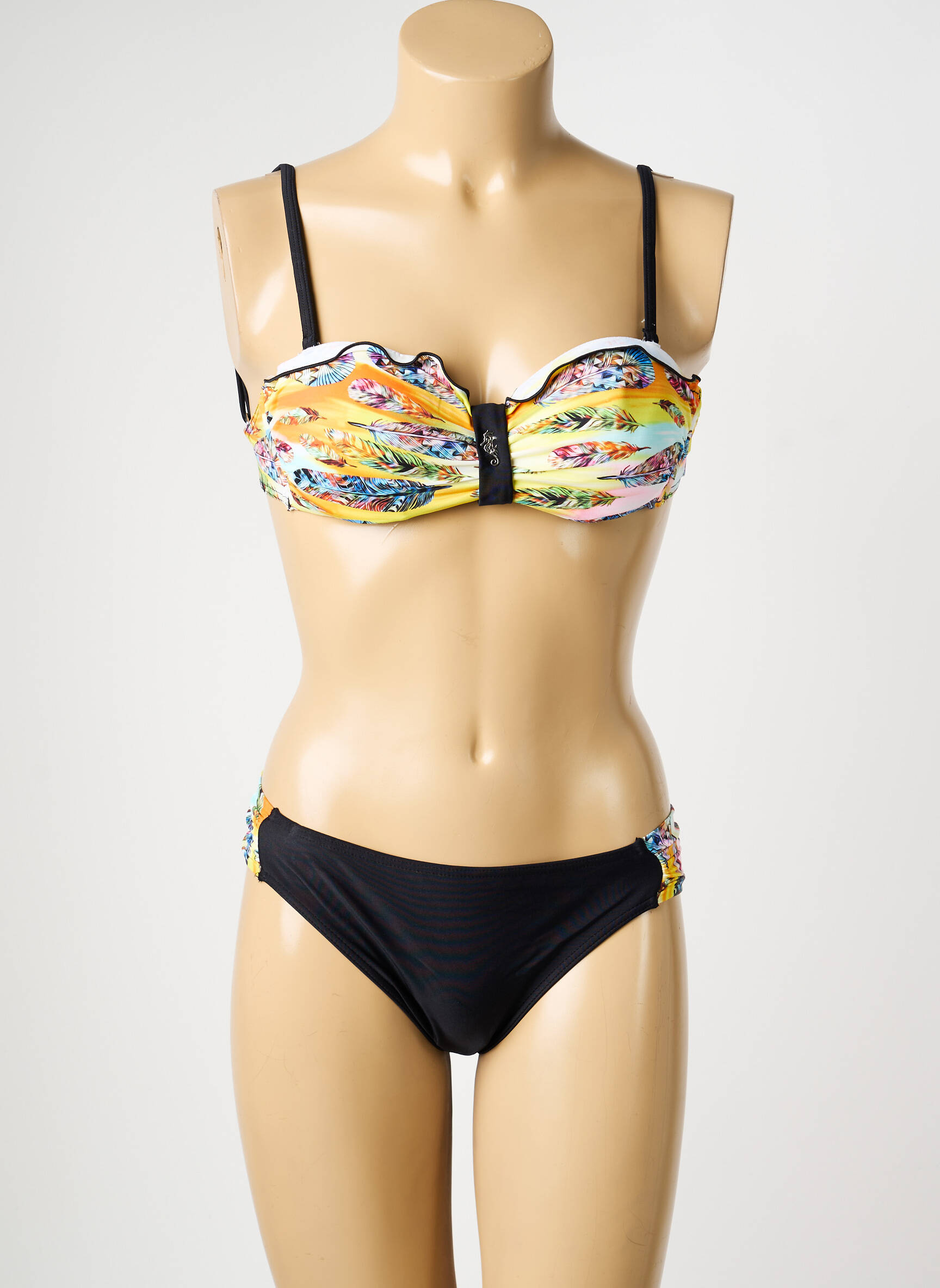 Maillot de bain 2 pièces haut soutien-gorge moulé haut soutien-gorge moulé noir MISS CARAÏBES femme