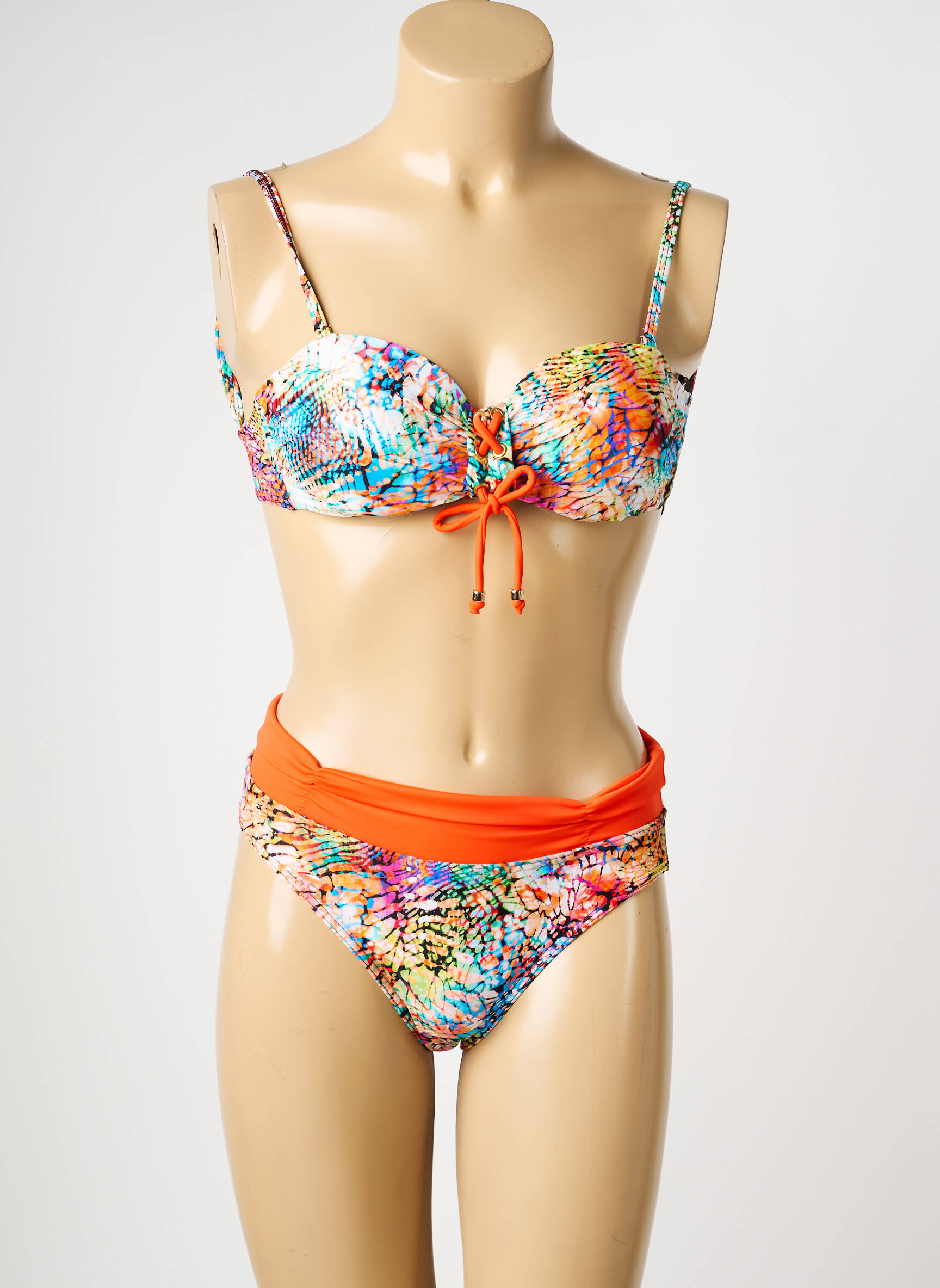 Maillot de bain 2 pièces haut bandeau haut bandeau orange MISS CARAÏBES femme