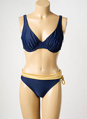 Maillot de bain 2 pièces stretch haut soutien-gorge balconnet bleu MISS CARAÏBES femme