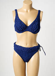 Maillot de bain 2 pièces stretch haut soutien-gorge balconnet bleu MISS CARAÏBES femme
