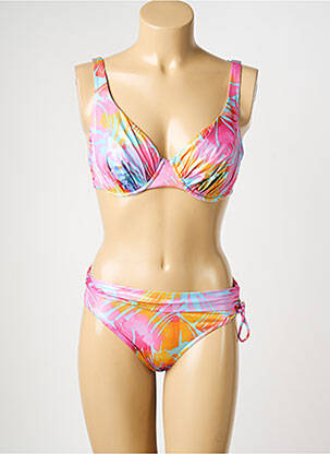 Maillot de bain 2 pièces stretch haut soutien-gorge balconnet rose MISS CARAÏBES femme
