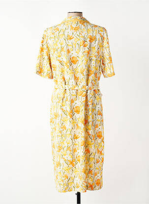 Robe mi-longue imprimé fleurs manches courtes jaune CHARLES LORENS femme