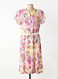 Robe mi-longue imprimé fleurs manches courtes violet FRANCE RIVOIRE femme