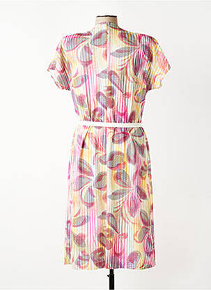 Robe mi-longue imprimé fleurs manches courtes violet FRANCE RIVOIRE femme