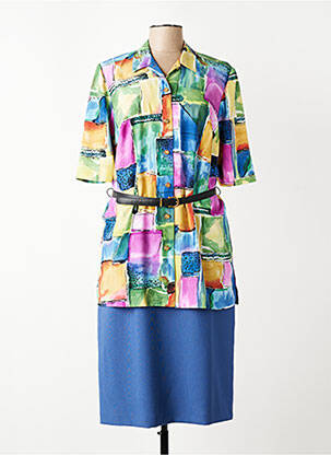 Ensemble jupe coupe cintrée bleu FRANCE RIVOIRE femme