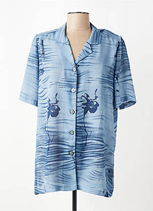 Chemisier tissage crêpe manches courtes bleu FRANCE RIVOIRE femme