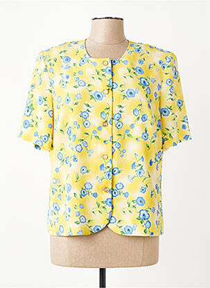 Chemisier imprimé fleurs manches courtes jaune FRANCE RIVOIRE femme