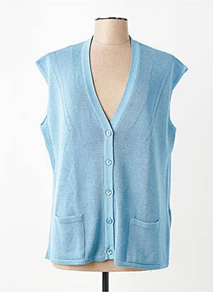Pull coupe cintrée sans manche bleu GRIFFON femme
