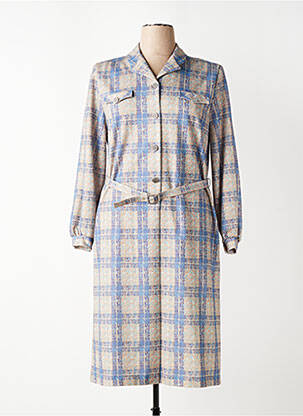 Robe mi-longue manches longues manches longues bleu FRANCE RIVOIRE femme