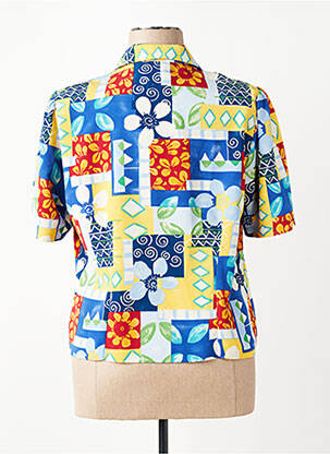 Chemisier imprimé fleurs manches courtes bleu FRANCE RIVOIRE femme