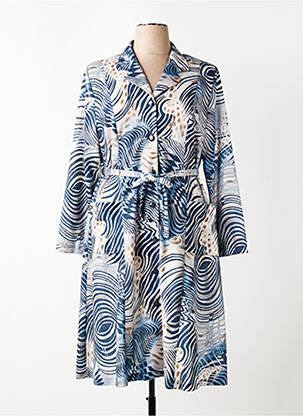 Robe mi-longue imprimé fantaisie manches longues bleu ATLANTA femme