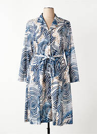 Robe mi-longue imprimé fantaisie manches longues bleu ATLANTA femme