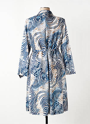 Robe mi-longue imprimé fantaisie manches longues bleu ATLANTA femme