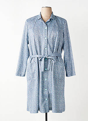 Robe mi-longue imprimé fantaisie manches longues bleu GUY DUBOUIS femme