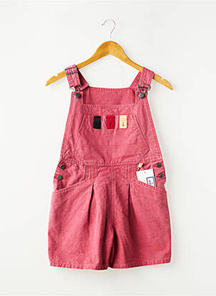 Salopette fermeture boutonnée sur le devant fines bretelles rouge PETIT BATEAU fille