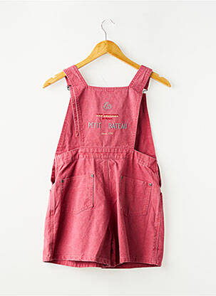 Salopette fermeture boutonnée sur le devant fines bretelles rouge PETIT BATEAU fille