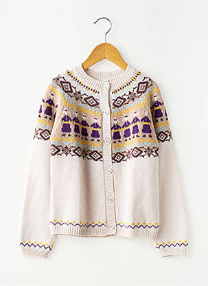 Gilet manches longues coupe droite beige PETIT BATEAU fille