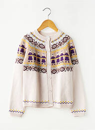 Gilet manches longues coupe droite beige PETIT BATEAU fille
