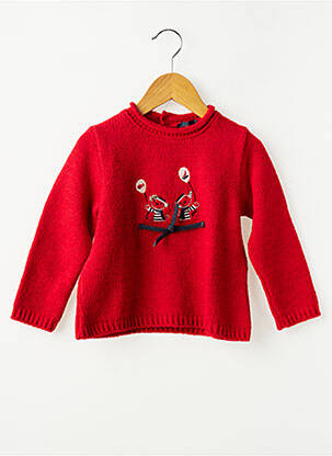 Pull coupe droite manches longues rouge COUDEMAIL fille