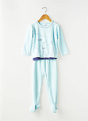Pyjama col rond bleu PETIT BATEAU garçon