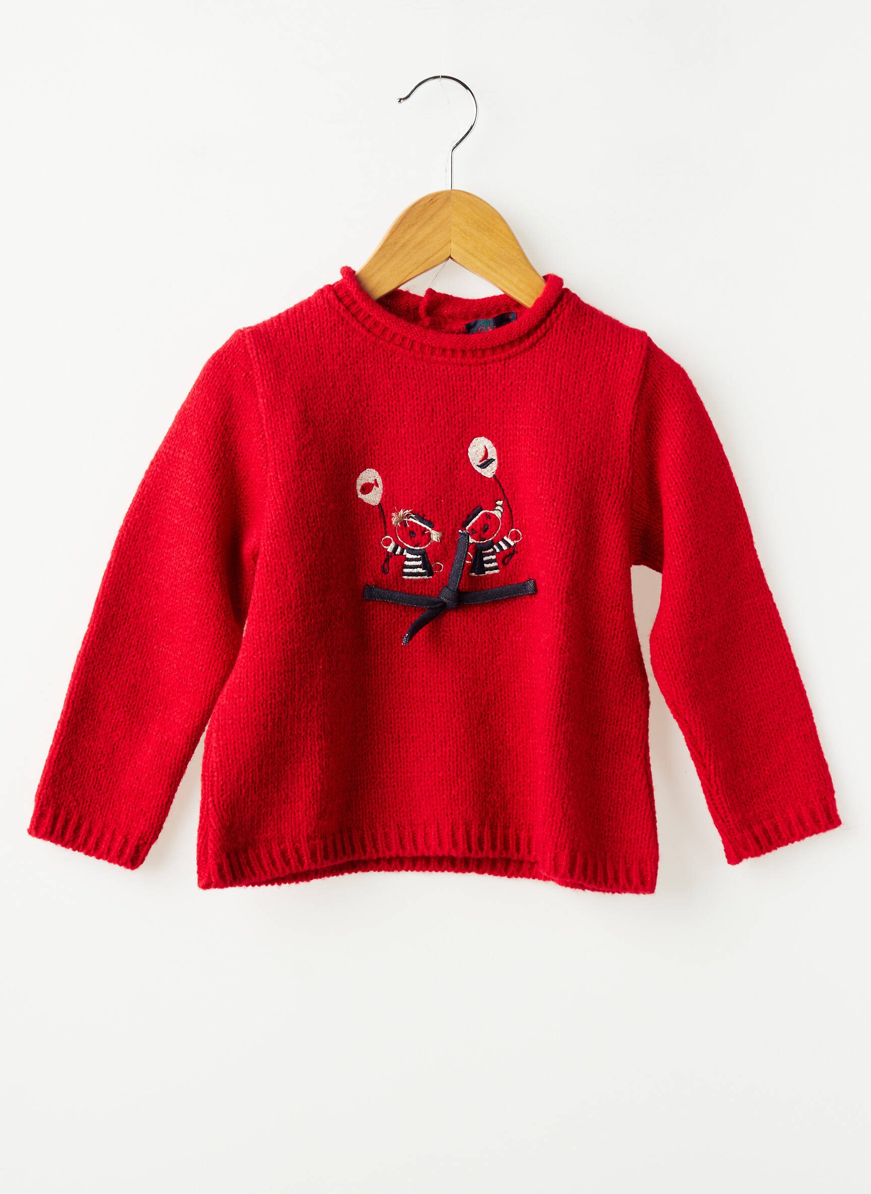 Pull coupe droite manches longues rouge COUDEMAIL fille