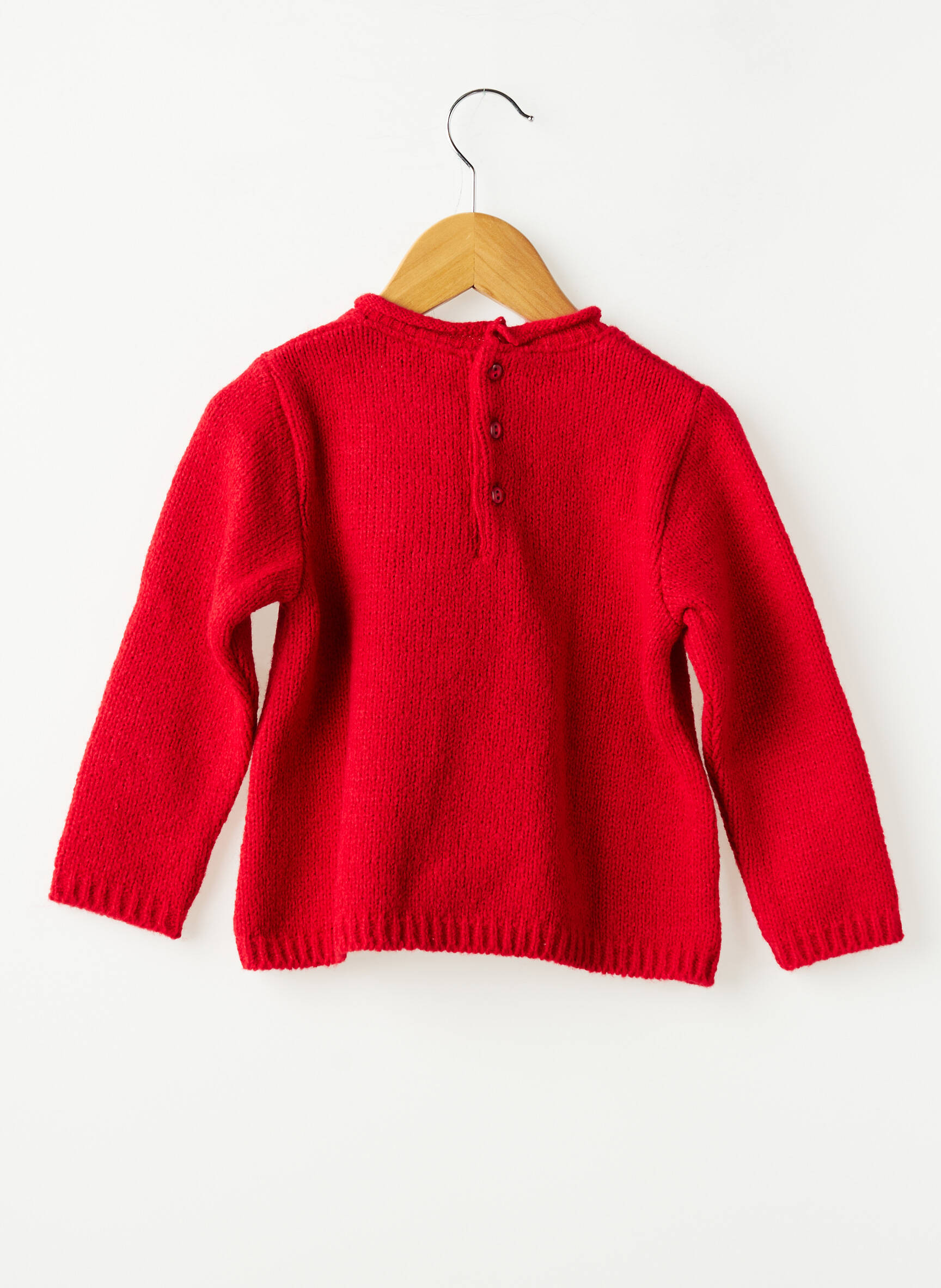 Pull coupe droite manches longues rouge COUDEMAIL fille