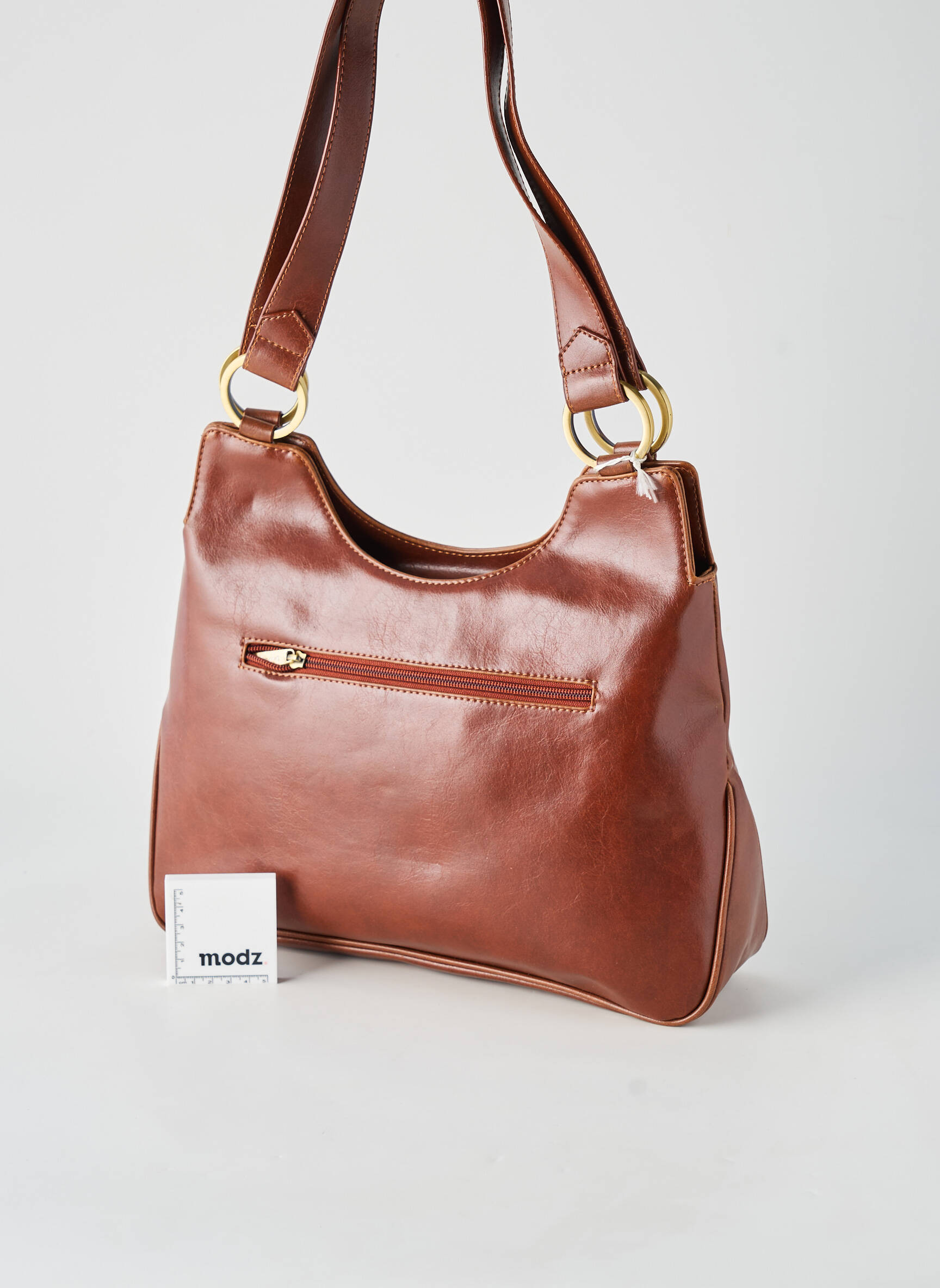 Sac fermeture zippée forme rectangulaire marron DUOLYNX femme