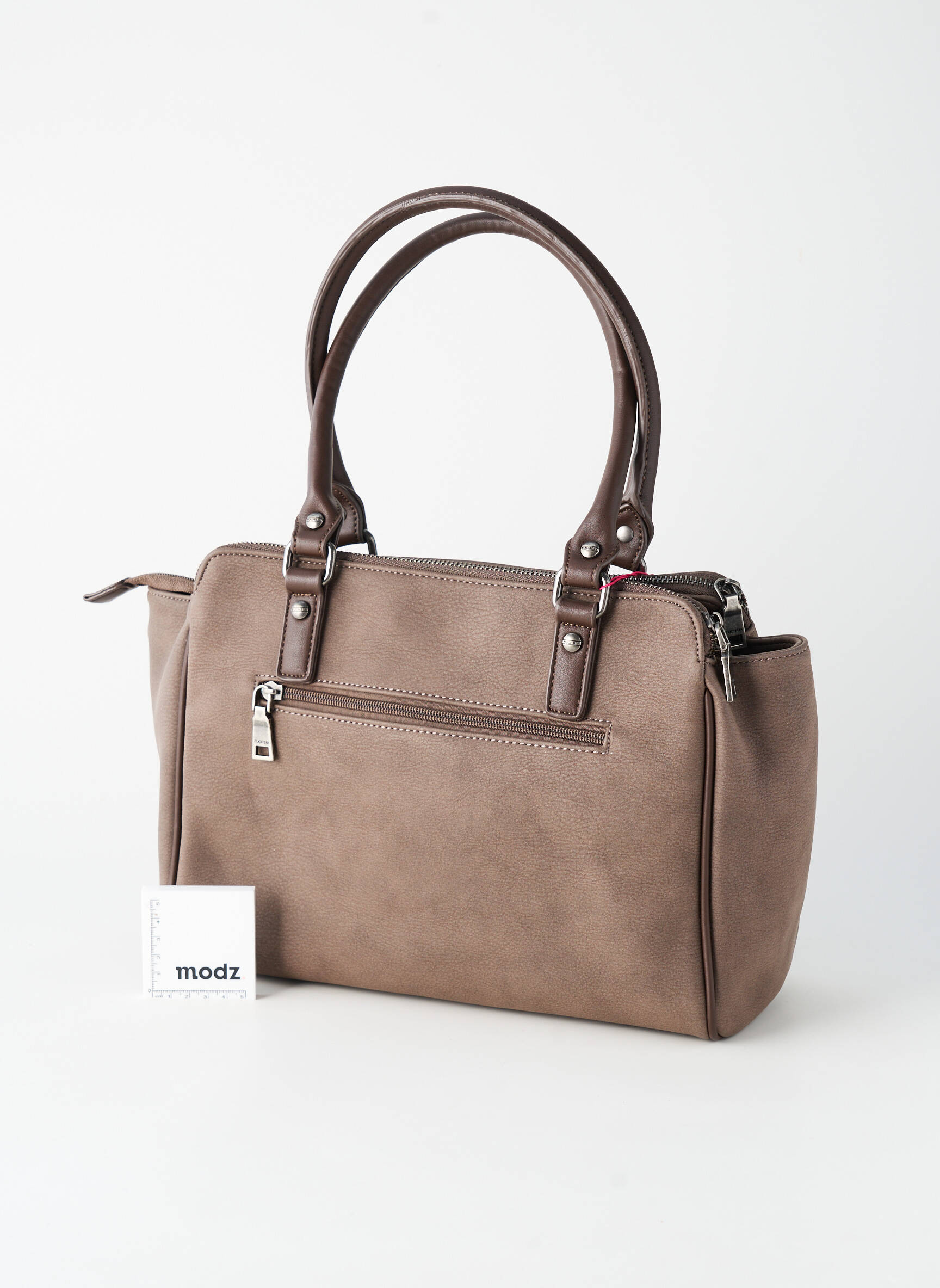 Sac fermeture zippée forme rectangulaire marron FUCHSIA femme