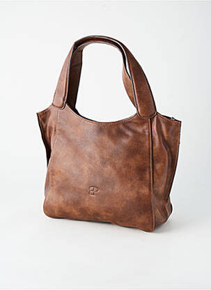 Sac fermeture zippée forme rectangulaire marron PATRICK BLANC femme