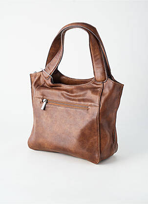 Sac fermeture zippée forme rectangulaire marron PATRICK BLANC femme